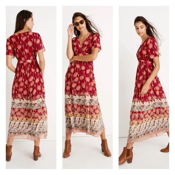 MADEWELL Tulip-Sleeve Maxi Dress in Tall Sunflowers Bright Sz 6 - Picture 1 of 5